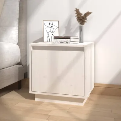Productafbeelding van De Living Store nachtkastje, wit, 40x30x40 cm, massief grenenhout