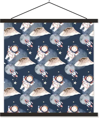 Produktbild von MuchoWow® Textilposter Astronaut - Rakete - Weltraum - Kinder - Jungen - Mädchen - Kinder 120x120 cm mit schwarzem Rahmen - Aufhängungsset