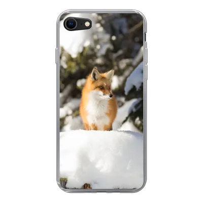 Produktbild von MuchoWow® Handyhülle Schutzhülle Hülle für iPhone 8 Fuchs - Schnee - Baum Silikon Softcase Handy Hülle - Schutzhaube