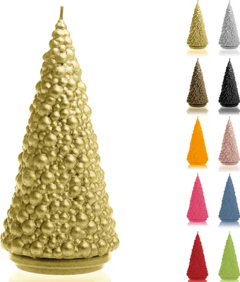 Produktbild von Candellana Kerze Weihnachtsbaum | Höhe: 20 cm | Brennzeit 35h | Weihnachten | Handgefertigt in der EU | Klassisches Gold