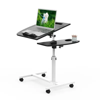Produktbild von Klappbar Laptoptisch,Mobiler Schreibtisch Stehtisch Computertisch Beistelltisch mit Kartenschlitz und Getränkehalter 60x40x61-95cm Höhenverstellbar