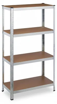 Image de Étagère Relaxdays pour charges lourdes, galvanisée, capacité de charge 280 kg, 157 x 80 x 40 cm, 4 tablettes, à assembler, en acier, étagère de rangement pour cave, argent