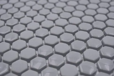 Produktbild von Handmuster Hexagon Enamel mix grau glänzend/matt Wand Fliesenspiegel Küche Dusche Bad MOS140-0201_m
