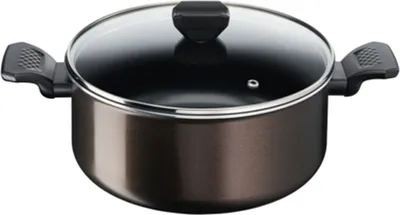 A studio shot of a pot with a lid.