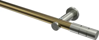 Produktbild von Interdeco Gardinenstange / Vorhangstange Messing Antik / Edelstahl-Optik, Typ Platon Elanto (Rillenzylinder) ohne Ringe, 20 mm Ø 1-läufig, 280 cm
