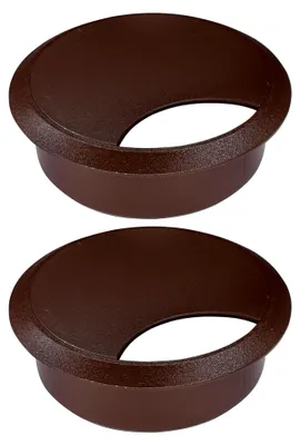 Produktbild von 2x Kabeldurchführung Kunststoff runde kabellose Kabeldurchlässe Kabeldose Bohr 68 mm Kabelführung zum Eindrücken Schreibtischkanal Kabeldurchlass, Dunkelbraun