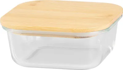 Image de Boîte MagicHome, carrée, 800 ml, avec couvercle en bambou