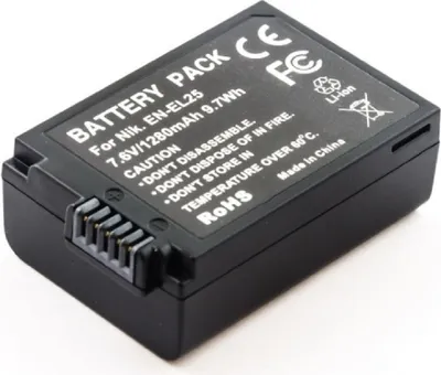 Produktbild von Akku für Nikon EN-EL25 Li-Ion 7,6 Volt 1280 mAh schwarz