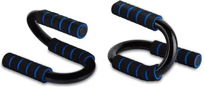 Zdjęcie produktu dla EmpireAthletics - Ocynkowane stalowe uchwyty do pompek z piankową wyściółką - Uchwyty treningowe do pompek w kolorze NIEBIESKO-CZARNYM