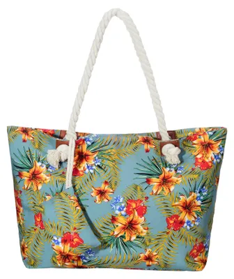 Produktbild von Große Strandtasche Shopper mit Reißverschluss - Tropical Vintage