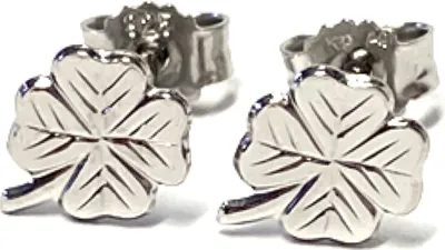 Produktbild von Glücksbringer Ohrstecker 925/- Silber rhodiniert Kleeblatt poliert einfarbig