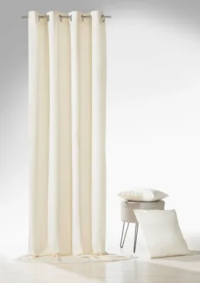 Produktbild von heimtexland ® Samt Deko Kissen Vorhang Velour Ösen Gardine Blickdicht Typ641 Creme Ösenschal