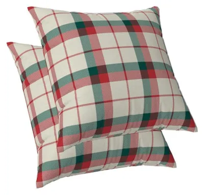 Immagine prodotto di Cuscini decorativi a quadri, 45x45 cm, beige, rosso, verde, set da 2