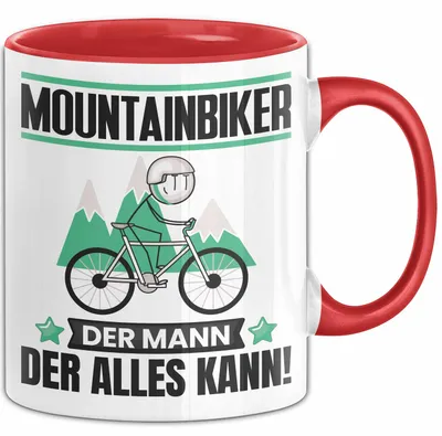 Produktbild von Mountainbiker Tasse Geschenk für Mountainbiker Der Mann Der Alles Kann Geschenkidee zum Geburtstag (Rot)