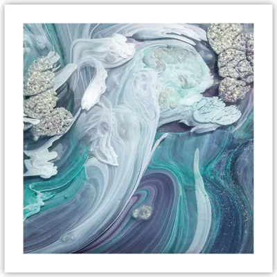 Produktbild von Poster - Poster ohne Rahmen - Abstraktion dreidimensional blau - 50x50 cm - Wand Bild - Wanddeko - Wandbilder - Kunstposter - Wandposter - Bilder - Kunstdruck - Wanddekoration - P2XAC50x50-4726