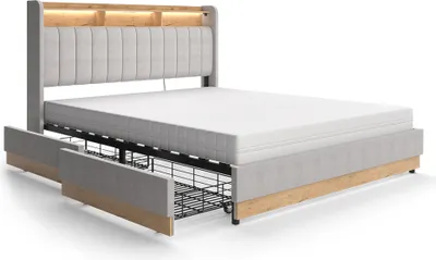 Produktbild von Polsterbett Vitalispa Nura Grau 160x200 cm mit Matratze, Model 51957