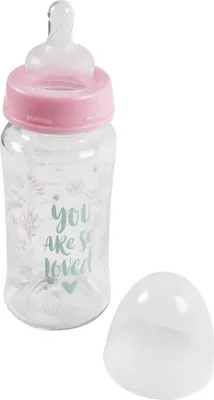 Image de Poupy Poupy Biberon en verre pur et naturel pour nouveau-né, 230 ml, col large et tétine en silicone.