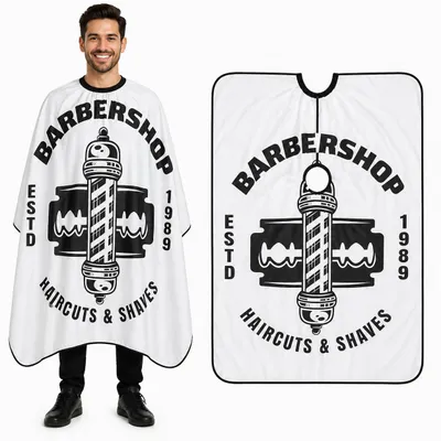 Zdjęcie produktu dla Peleryna fryzjerska barberska do salonu duża strzyżenia 140x150 cm