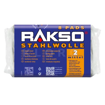 Produktbild von RAKSO® Stahlwolle Pads Sorte 2 8 Pads = 200 g 010280
