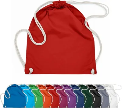 Produktbild von Baumwoll Turnbeutel 37x46 Sportbeutel Zuziehbeutel Gym Sack Schuhbeutel Rucksack, in Farbe: Rot
