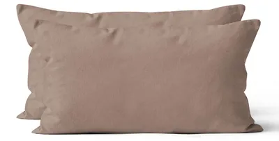 Produktbild von 2 er Set Mikrofaser UNI Kissenhüllen Kissenbezüge Kopfkissenbezug 40x80 cm, Nougat Braun