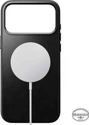 Image de Nomad Traditional Horween cuir coque iPhone 17 Pro Max – Bouton en cristal de saphir pour contrôle précis – Compatible avec MagSafe pour recharge sans fil rapide – Bague de caméra en aluminium pour protection renforcée - Noir