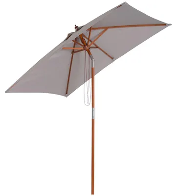 Produktbild von Sonnenschirm Knickbarer Gartenschirm Aus Tannenholz, 3-Stufig Einstellbar, Grau, 200X150X230Cm