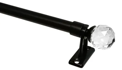 Produktbild von Mini-Gardinenstange aus Metall, schwarz, Modell Crystal, 120–200 cm