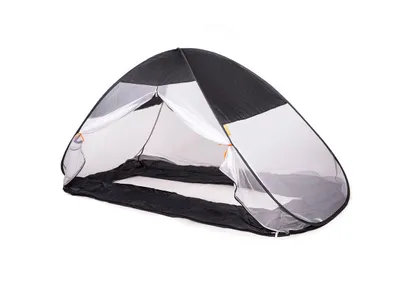 Zdjęcie produktu dla DERYAN Pop-Up Baldachim do łóżka - 200 x 90 cm - Najwyższej jakości moskitiera o siatce 1 mm - Szary