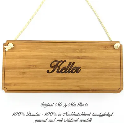 Produktbild von Mr. & Mrs. Panda Türschild Keller - Geschenk, Shabby, Holzschild, Werbeschild, Holz, Graviert, Firmenschild, Geschenkidee, Landhaus, Schild