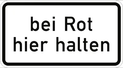 Produktbild von Verkehrsschild VZ1012-35, Bei Rot hier halten, Alu, RA1, 600x330 mm