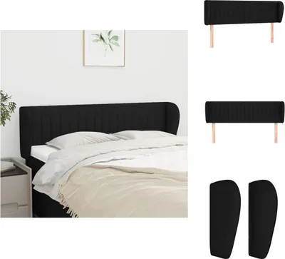 Produktbild von vidaXL Kopfteil mit Ohren Schwarz 147x23x78/88 cm Stoff -  Kopf- & Fußenden