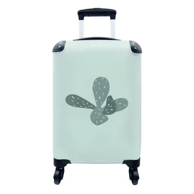 Produktbild von MuchoWow® Koffer Handgepäck Trolley Rollkoffer Kleine Reisekoffer mit 4 Rollen - Sommer - Kaktus - Blau - Cabin Size < 55x40x23 cm & 55x40x20 cm - Fotokoffer - Kabinenkoffer - Boardgepäck - Reise-Box - Reisekoffer - Reisegepäck - Koffer mit Bild - Trolley für Kinder