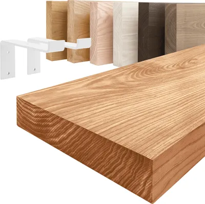 Produktbild von LAMO Manufaktur Wandregal Holz Gerade  |  Regal Farbe: Dunkel | mit weißem Original Regalträger | 160 cm