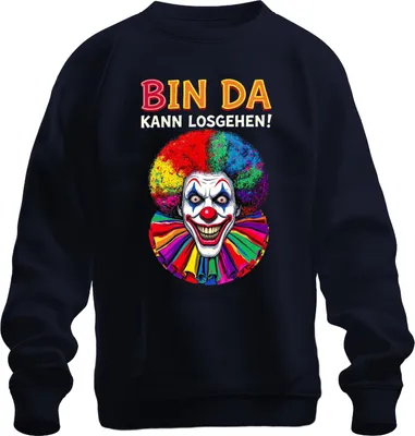 Produktbild von Bin da kann losgehen Clown Köln Karneval Jeck Fastnacht Narr Uni Sweatshirt Pullover, Navy, XL