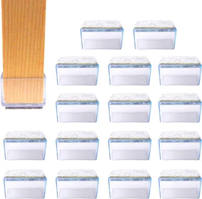 Productafbeelding van Stoelaccessoires: 16 stuks stoelpotjes, vilten dopjes, stoelpotjes, vilten beschermhoezen, stoelbeenschuiven, meubelglijders, stoelsokken, stoelsokken (rechthoekig)