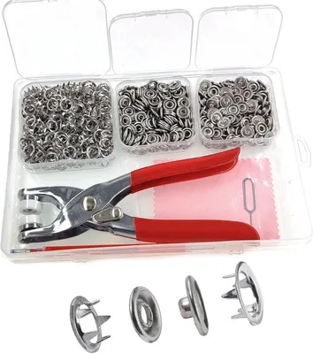 Produktbild von 200 Sets Druckknöpfe für Kleidung, Befestigungsset für Metalldruckknöpfe, kein Nähen erforderlich, 9,5 mm, rostfreie DIY-Druckknopfwerkzeuge