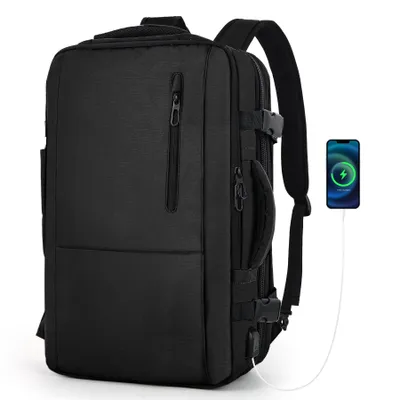 Produktbild von Reiserucksack 30-50L Großer Handgepäck Rucksack Erweiterbarer Reiserucksack Großer wasserdichtes Kabinenrucksack, Diebstahlschutz Handgepäck (Schwarz)