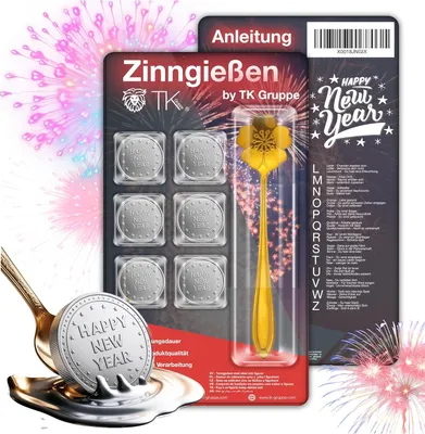 Productafbeelding van Set voor het gieten van figuurtjes (6 stuks) - een alternatief voor het gieten met lood, met 6 figuurtjes en een lepel, niet giftig