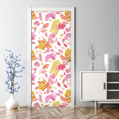 Produktbild von Dekorative Abnehmbarer Wandsticker Türtapete selbstklebend Klebefolie Flusspferd 77 x 200 cm