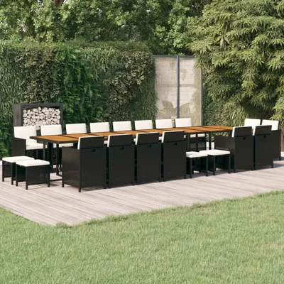 Obrázok produktu pre Maison Exclusive – 21-dielna záhradná jedálenská súprava s vankúšmi, čierny polyrotang