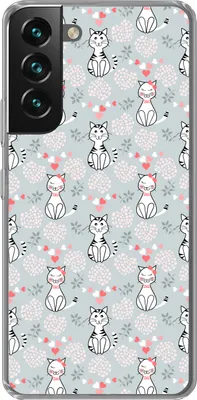 Produktbild von MuchoWow® Handyhülle Schutzhülle Hülle für Telefoonhoesje Samsung Galaxy S22 Muster - Katze - Herz - Mädchen - Kinder - Mädchen Silikon Softcase Handy Hülle - Mobiltelefonhülle