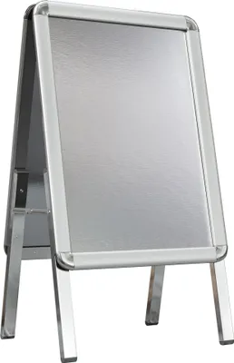 Produktbild von AUSTIN | Plakatständer | A1 | Silber | Premium | Doppelseitig | Aufsteller Kunden Stopper Werbe Tafel Gehweg Träger