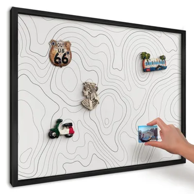 Produktbild von Magnettafel 70x50 cm mit schwarzem Rahmen - Magnetische Metalltafel, Magnetpinnwand zur Wandmontage für Wohnzimmer, Küche, Flur, Kinderzimmer und Büro - Geometrische Eleganz