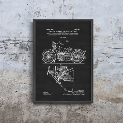 Produktbild von Poster - Canvas - Leinwand - 21 cm x 29,7 cm - Fotoposter - Leinwandkunst - Motorrad-Patent Harley Davidson