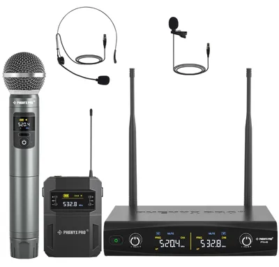 Produktbild von Kabelloses Mikrofonsystem – UHF – 30 Frequenzen – Schwarz – Inklusive Headset und Bodypack