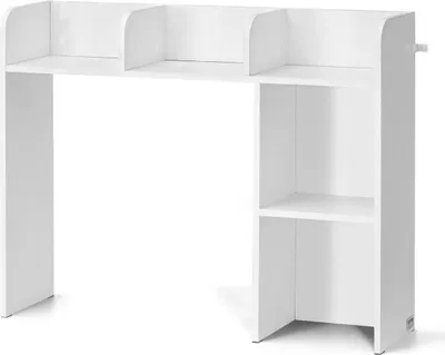 Image de Étagère de bureau blanche à 2 niveaux pour le rangement au bureau et à la maison