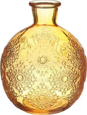 Produktbild von Kugelvase Bologna mit der Höhe 12 cm und 17 cm und in 6 Farben wählbar | Kugelflasche | Glasflaschen | kleine Deko Vasen | kleine Flaschen | Tischdeko Vasen | Hochzeit Vasen , Farbe:Ocker, Größe:h.12 Ø9.5 cm