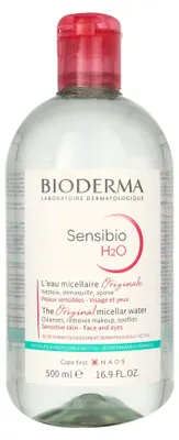 Produktbild von Bioderma Sensibio H2O, Frauen, 500 ml, Empflindliche Haut, Beruhigend, Flasche, AQUA / WATER / UAE PEG-6 CAPRYLIC / CAPRIC GLYCERIDES FRUCTOOLIGOSACCHARIDES MANNITOL XYLITOL...