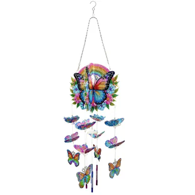 Produktbild von Diamond Painting Windspiel 3D – Schmetterling & Regenbogen │ ca. 78 cm | DIY Bastelset | Kreativgeschenk für Erwachsene
